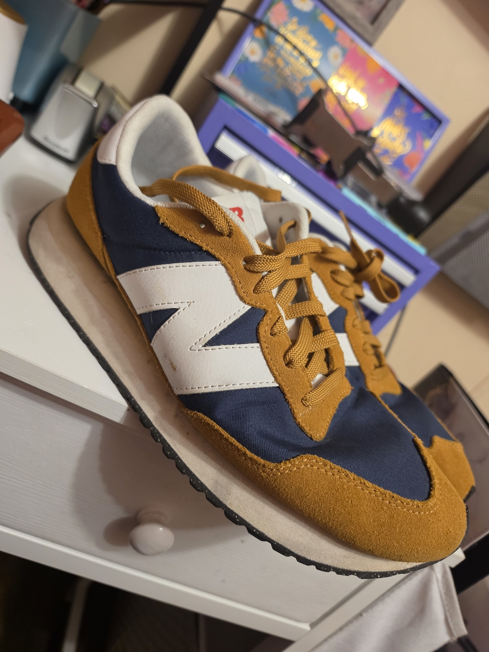 Casual Men’s Navy & Mustard Retro Runner Sneakers